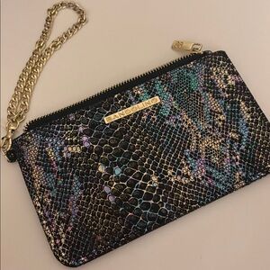 Bandolino Newl Oil Slick Snake Skin Wristlet, Iridescent, RFID Protection